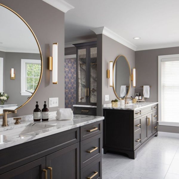 Sleek Bathroom With Two Separate Sinks