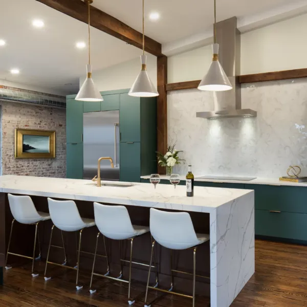 Luxurious Kitchen With Two Glasses Of Wine